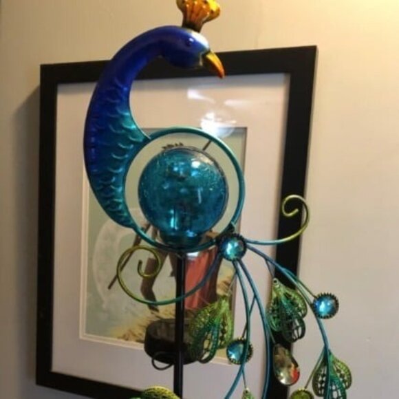 Metal Peacock Solar Garden Lights Stakes - Waterproof Landscape Path Lights - Picture 2 of 5